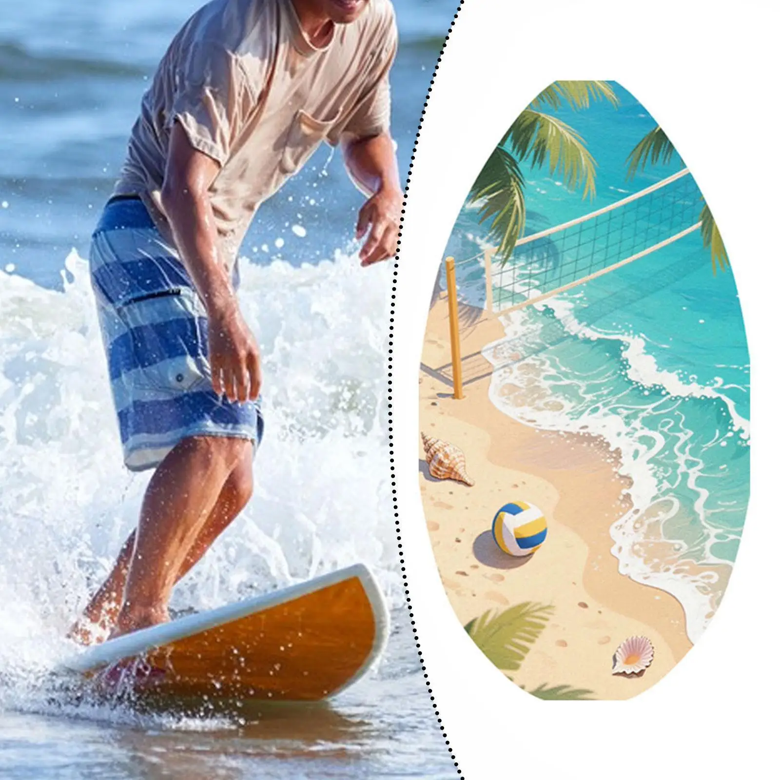Prancha de Skimboard de Madeira Leve para Surf na Areia, Esportes Aquáticos, Bodyboard com Acabamento de Alto Brilho para Praia e Verão