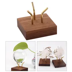 Vintage Walnut Brass Solid Wood Base Holder Hanging Ear Holder Brass Arm Display Stand for Jewelry Minerals Coral Pieces