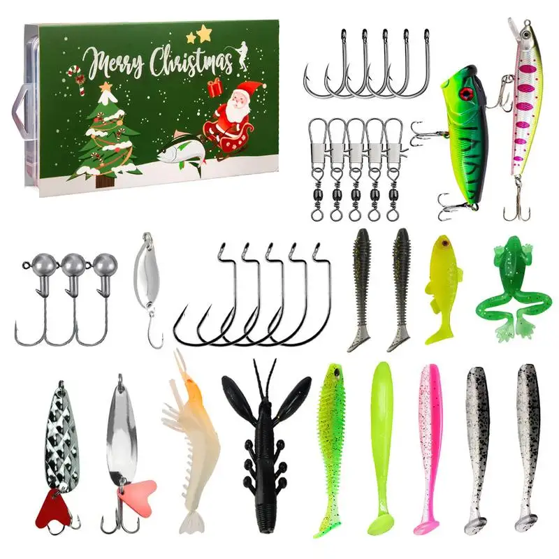 Fishing Lure Advent Calendar 24 Days Advent Calendar Fishing Christmas Countdown Christmas Fishing Lures Set Fishing Countdown