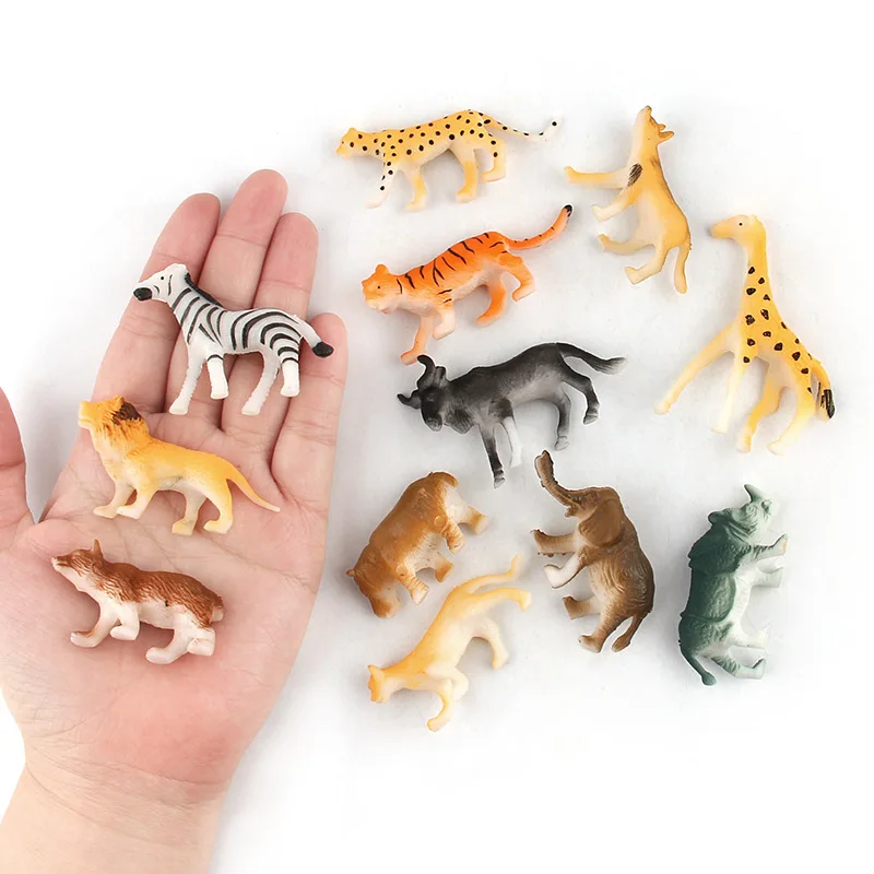 12 Mini Forest Animals Model Set Ornaments Children Simulation Early Learning Cognitive Animal Models Desktop Decoration Kid Toy