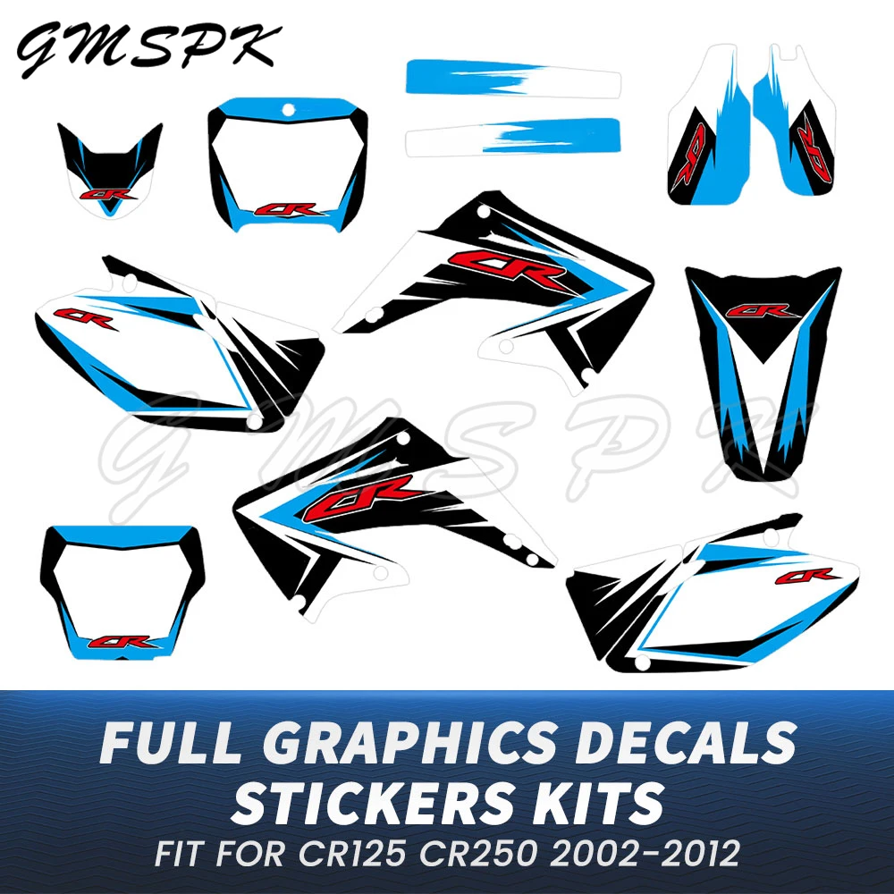 Thickened Full Graphics Decals Stickers Kit Motorcycle Background Fit for HONDA CR125 CR250 CR 125 250 2002-2012