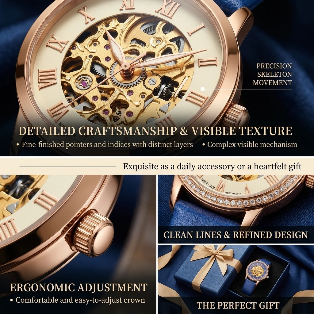Women's Elegant Hollow Mechanical Watch