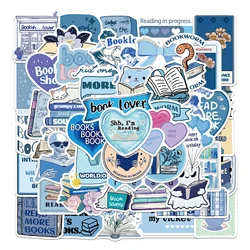 50PCS Blue Bookish Stickers Exquisite Handbooks Material Phone Cases Laptop Suitcases Water Cups Waterproof Stickers