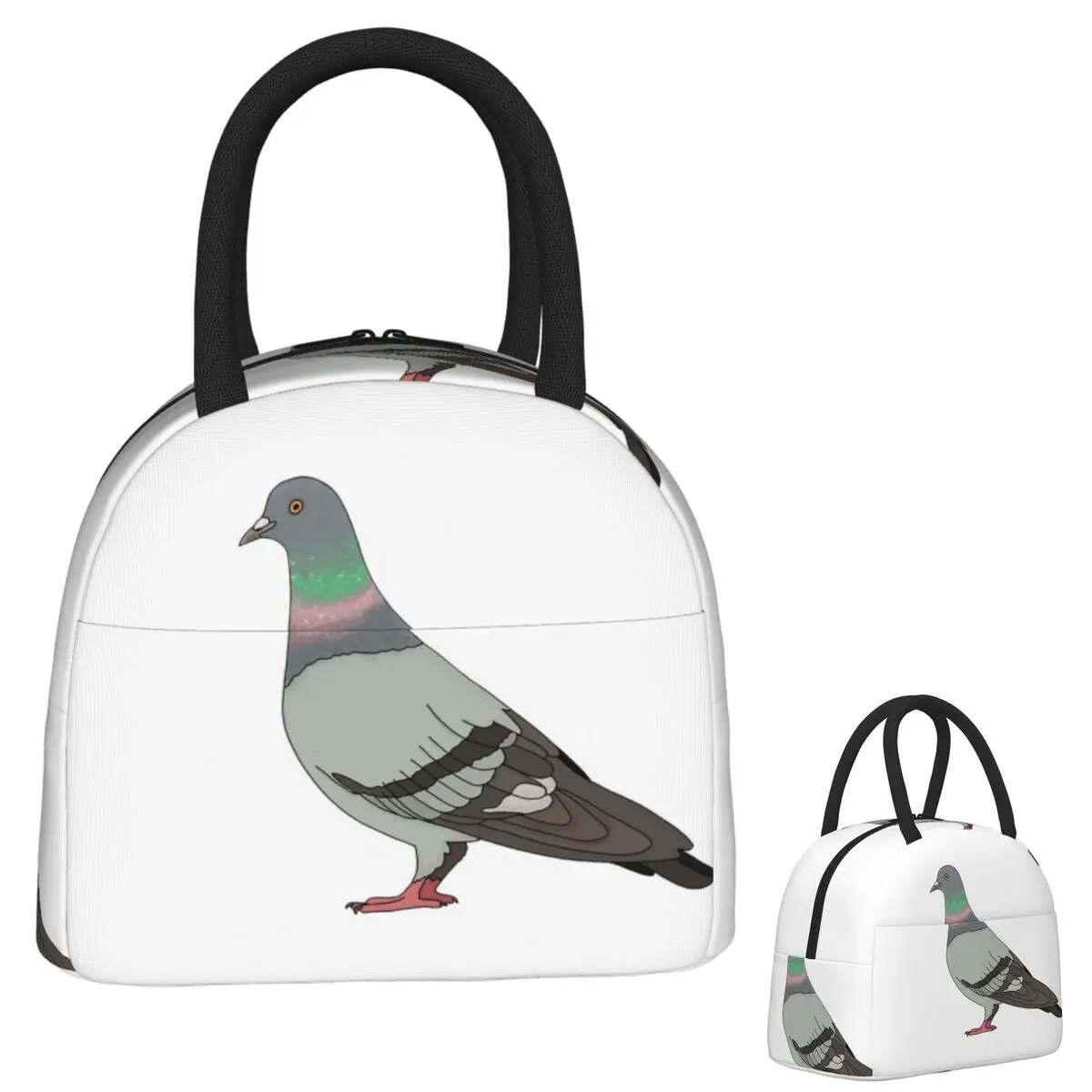 

Pigeon Walk 2020, Black Background Insulated Lunch Bag for Women Children Portable Food Boxes Thermal Lunch Box Tote