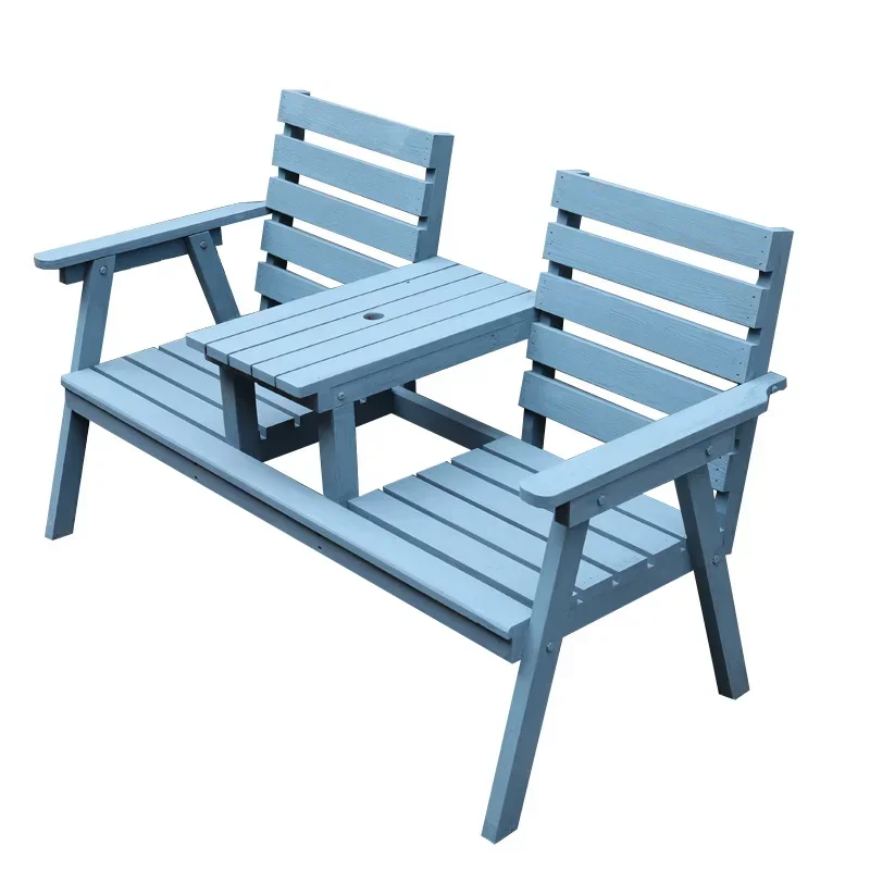 Outdoor antiseptic wooden tables and chairs, courtyard double solid wood carbonized backrest chairs, balcony, outdoor tea table