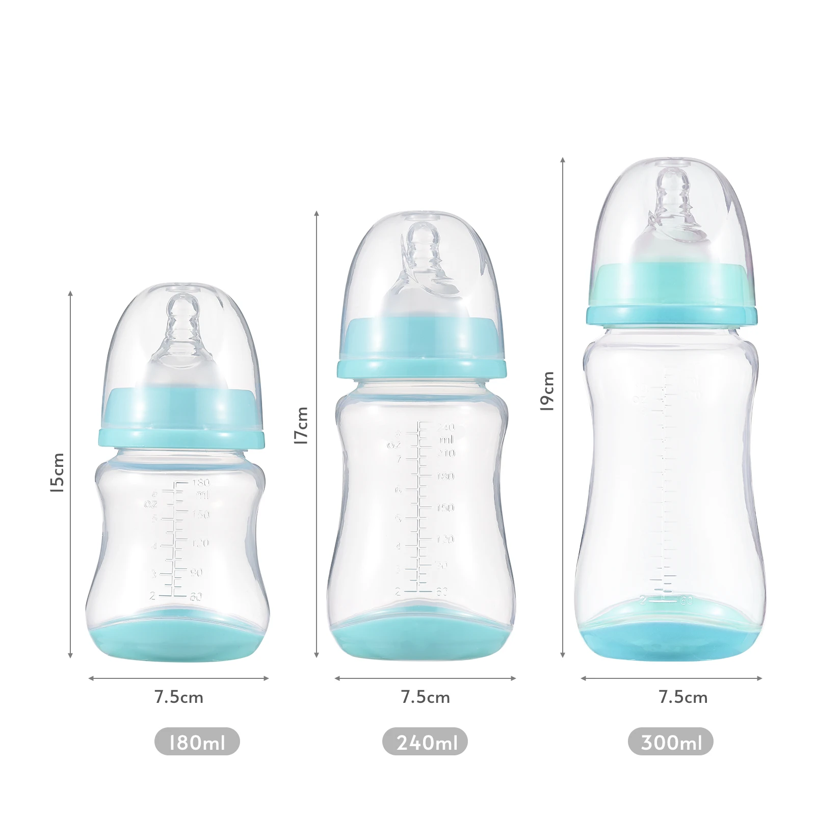 Baby Bottles Breastfeeding Bottles for Baby Milk Storage Bottles Baby Feeding Bottles with Silicone Nipple & Storage of 3PCS