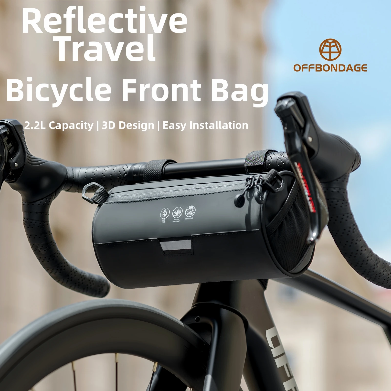 

OFFBONDAGE Bicycle Front Bag Handlebar Pannier 2.7L Big Capacity Reflective Riding Storage Waterproof Cycling Frame Bag Portable