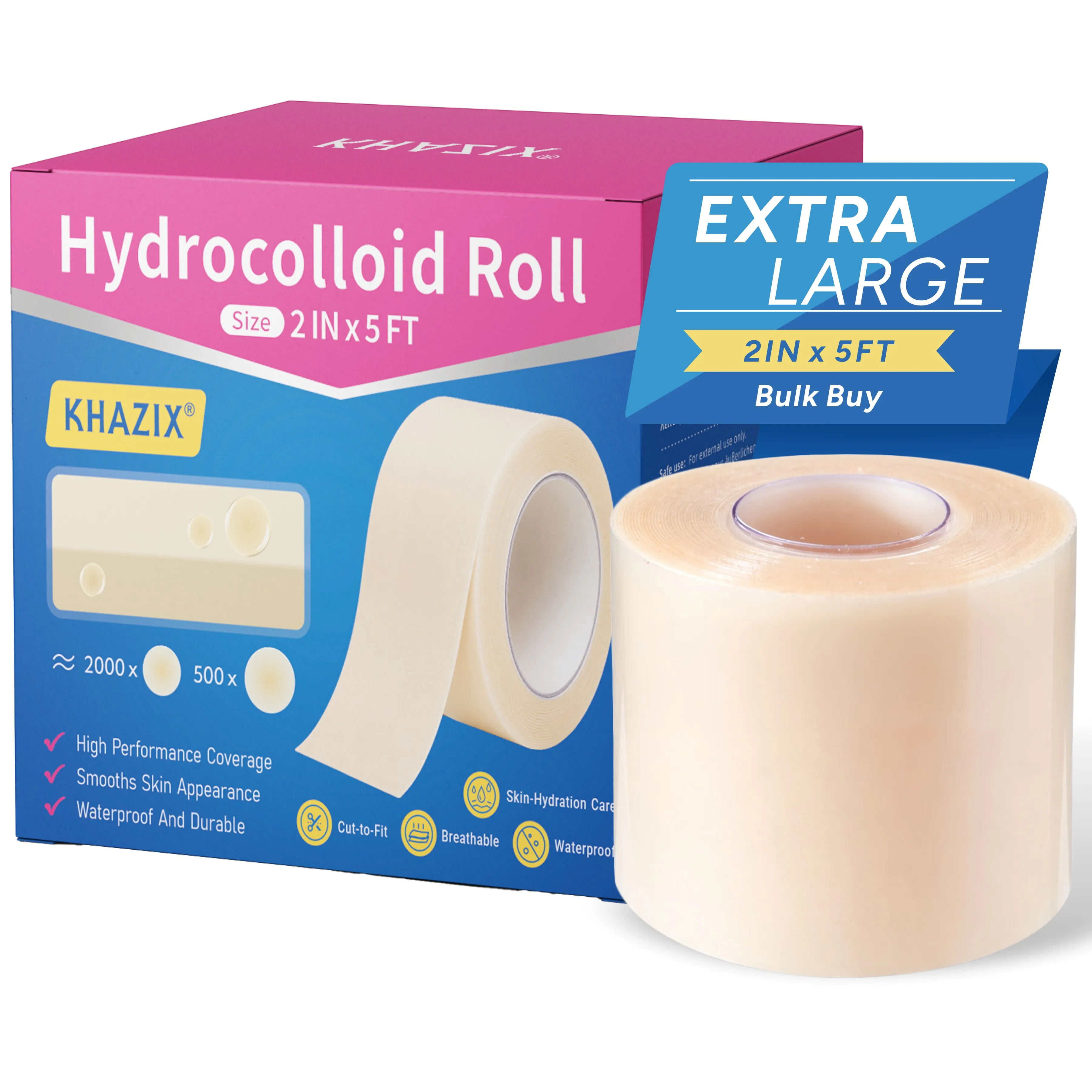 1 Roll of Hydrocolloid Wound Care Roll, Self-Adhesive Waterproof Absorbent Bandage for First Aid Use.