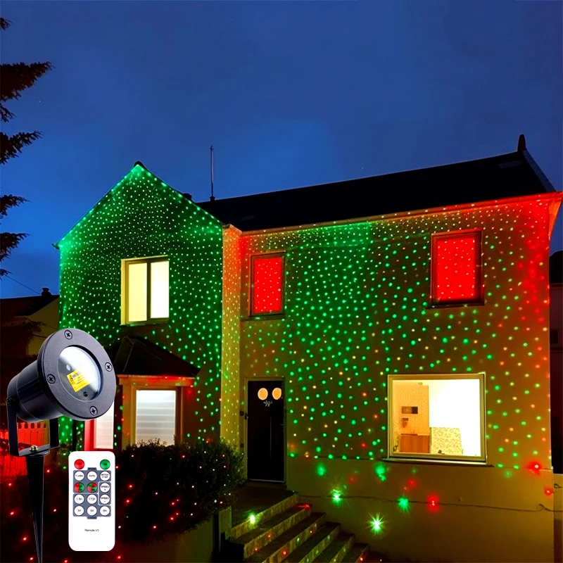 

Remote Christmas Projector Laser Light Outdoor Green Red LED Star Laser Light Projection Spotlight for Party Holiday Decor