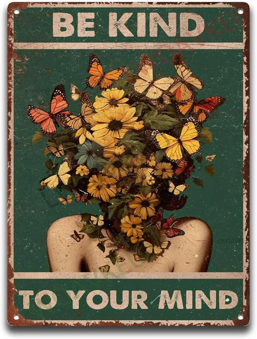 Aluminum Funky Tin Sign Be Kind To Your Mind For Home Bar Kitchen Pub Wall Decor Signs 12.00