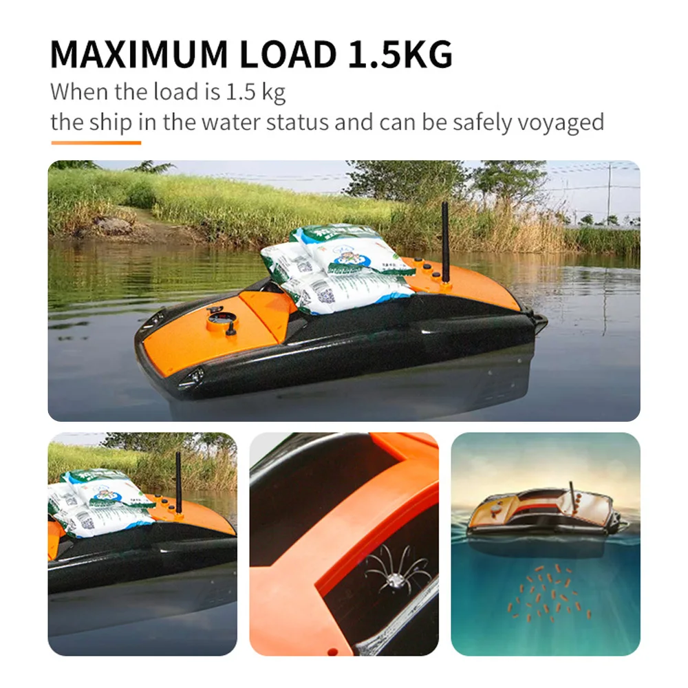 1.5kg Load Fishing Bait Boat 300m Remote Control Fishing Lure Boat with Dual Motor LED Headlights and Rear Lights