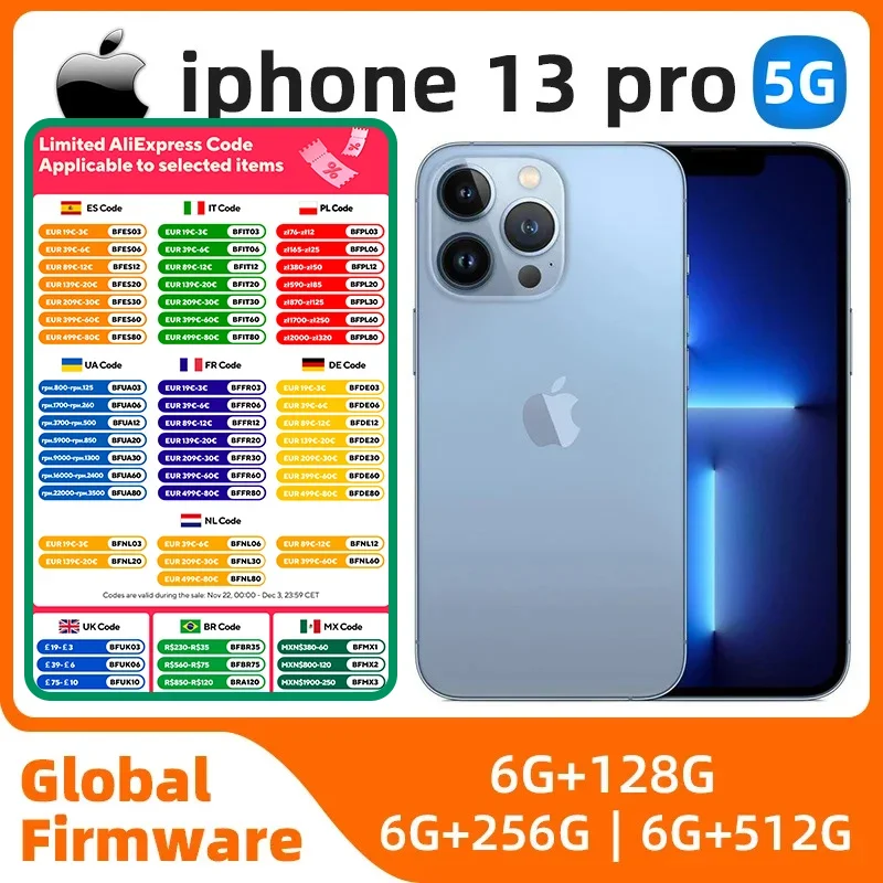 Apple iphone 13 Pro 5G 6.1'' 128GB/256GB/512GB ROM A15 Bionic Chip iOS16 All Colours in Good Condition Original used phone