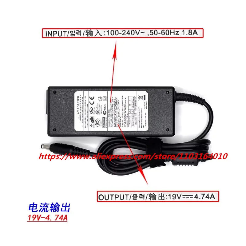 Genuine AD-9019S 90W 19V 4.74A AC Laptop Adapter For samsung RV711 R428 R410  R520 R522 R530 R580 R560 R518 R410 R429 charger