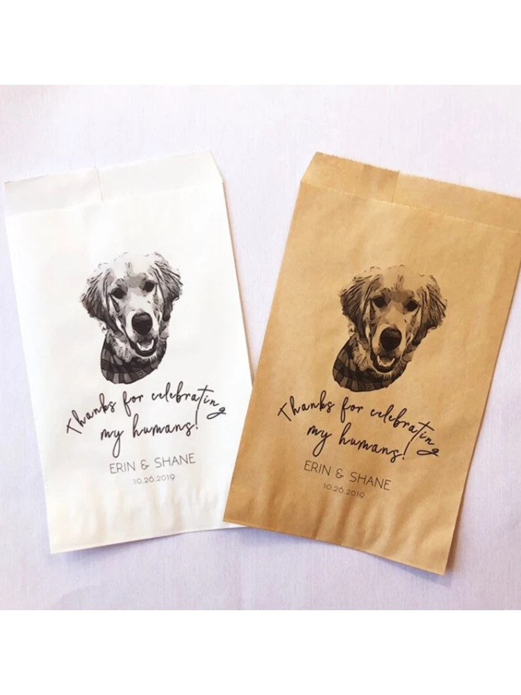 Wedding Doggie Favors Bags, Custom Pet Favor Bag, Wedding Guest Favors Bulk, Thank You for Celebrating My Humans