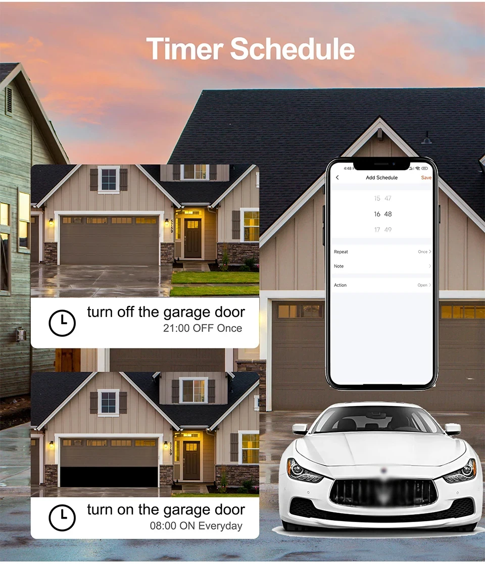 Tuya DC12-48V WiFi Garage Door Opener Zigbee Gate Controller Switch Module Timer, Remote Control, Works with Alexa  Google