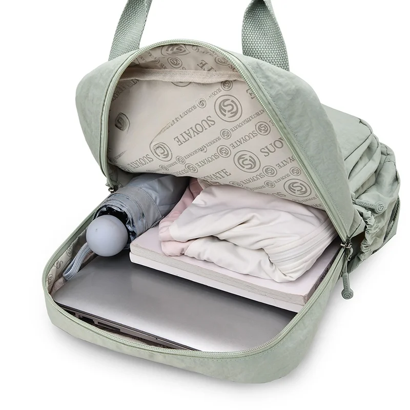 Large Capacity Ladies Commuter Backpack Multi-Pocket Double-Shoulder Bag Waterproof Multi-Layer Crossbody Handbag