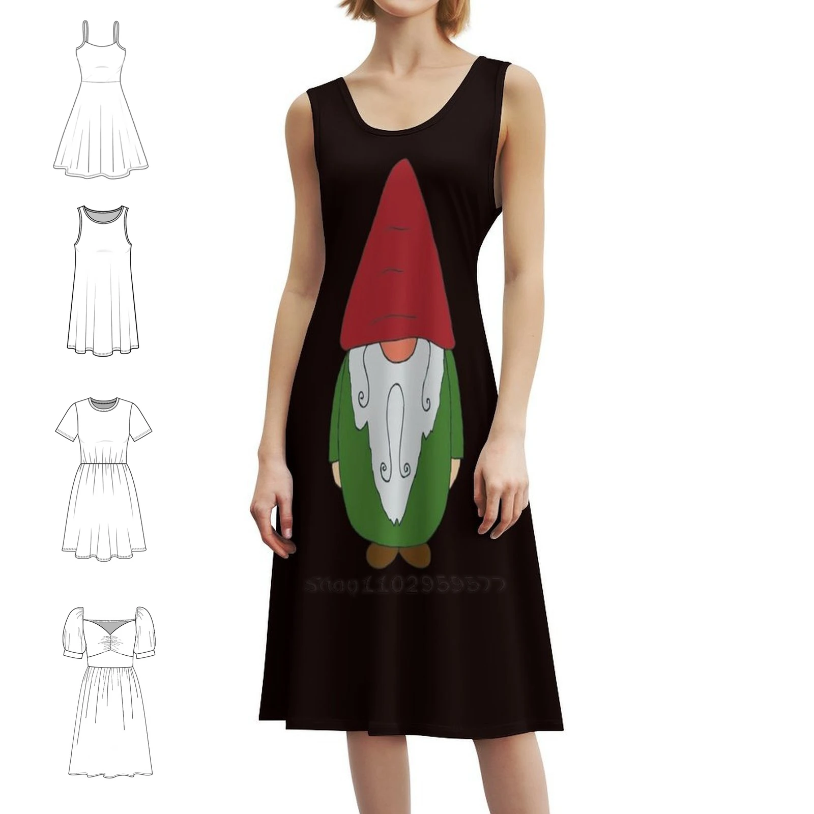 

Garden Gnome Sexy Vacation Dress For Women Beach Party Birthday Mini Dress Garden Gnome Motif Garden Gnome Dwarf Female Clothing