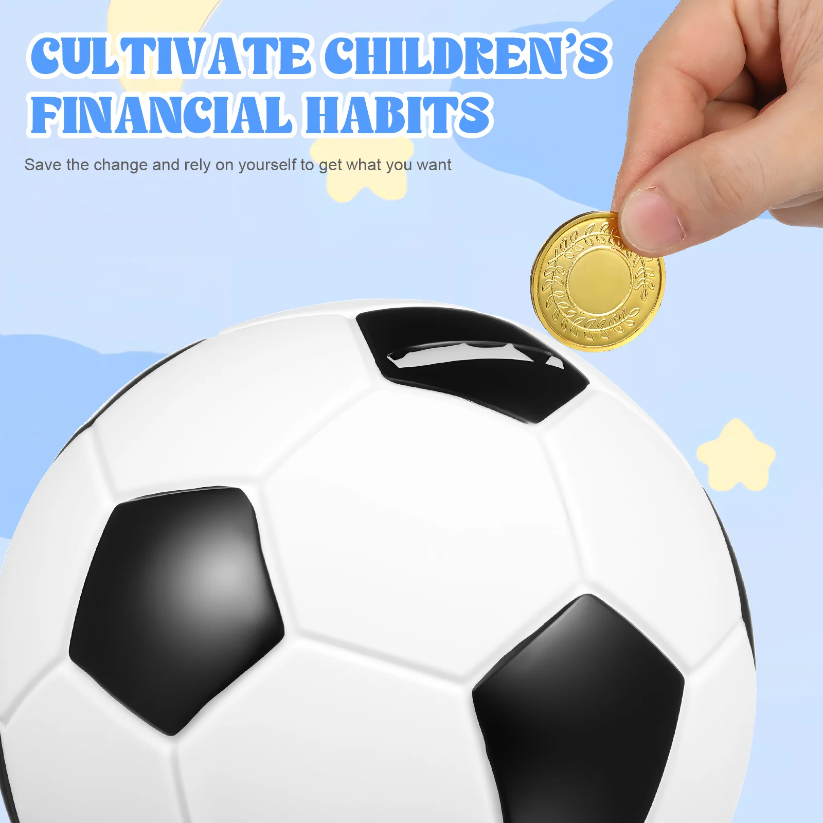 بنك أموال كرة القدم المزخرف للأطفال بتصميم قوي مع لمسة نهائية ناعمة مثالية لمجموعة التوفير اليومي للدراسة المنزلية #2