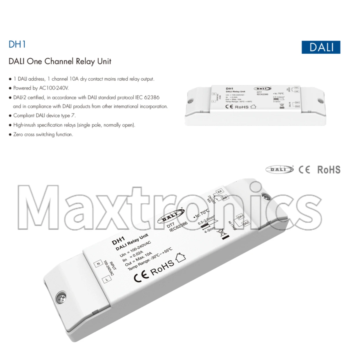 Skydance DH/DH1/DH8/DH-B (DT7) DH4 Relay Unit 1/2/4/8 Channel AC DALI Switch Dimmer AC100-240V DMX Push Switch for DALI Product