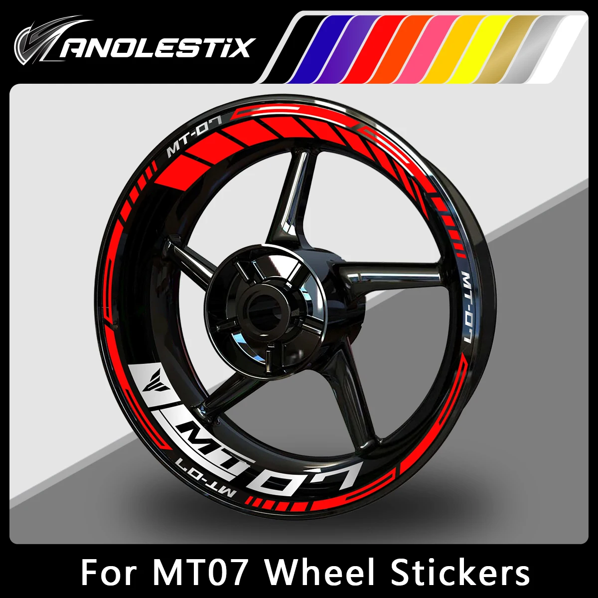 AnoleStix Reflective Motorcycle Wheel Sticker Hub Decal Rim Stripe Tape For YAMAHA MT-07 MT07