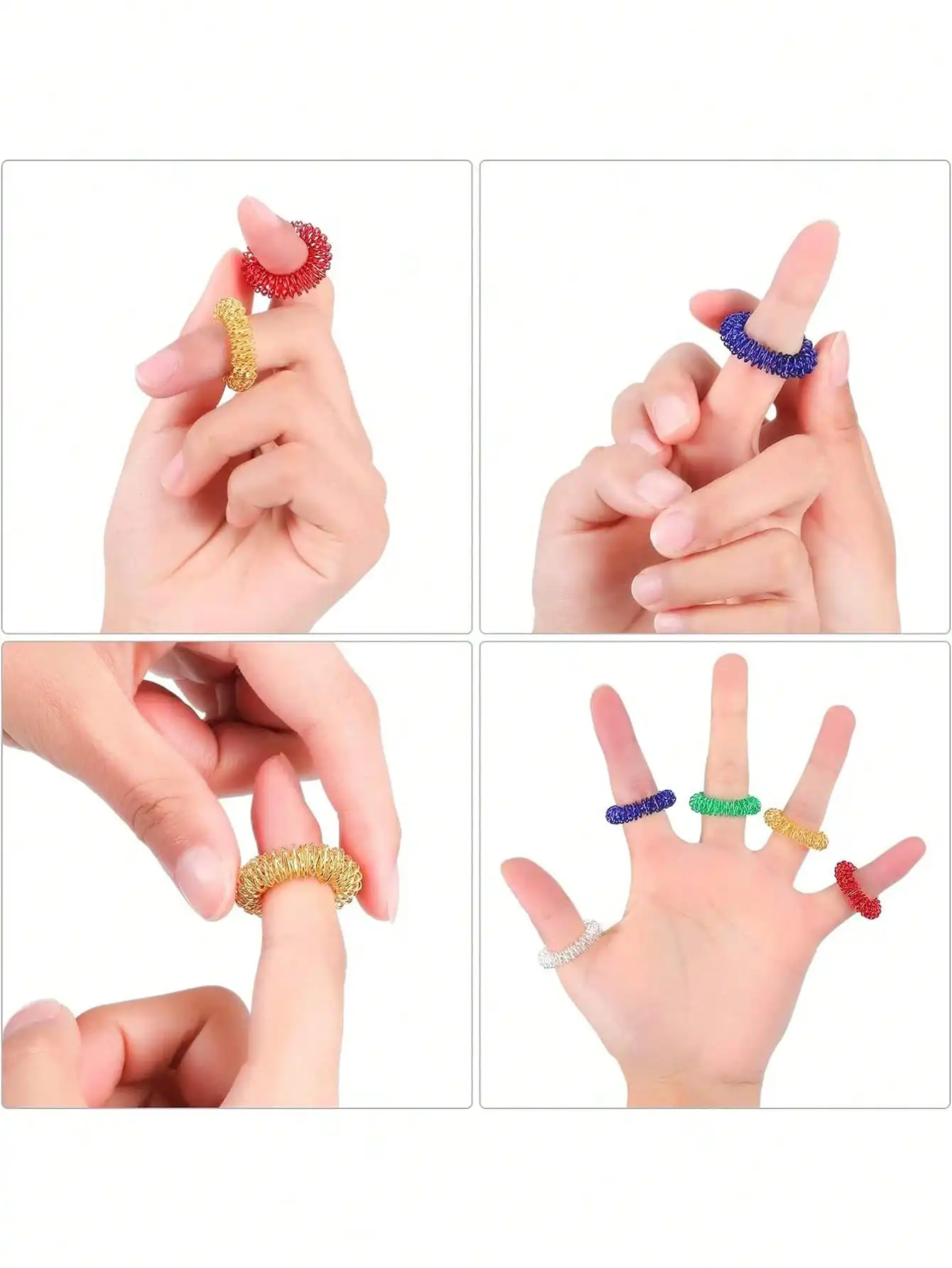 1/5/10PCS 링 프릭 링 및 팔찌 마사지 세트, 손 스트레스 완화에 사용 Fidget 감각 장난감 무작위
