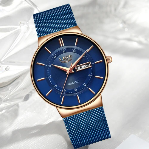 Imagen 2 del producto Reloj de pulsera LIGE de cuarzo y acero inoxidable para mujer, estilo Retro, gran movimiento japonés, reloj resistente al agua a la moda de calidad para mujer