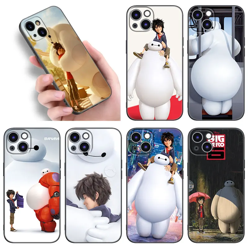 Big Hero 6 Baymax Phone Case For Apple iPhone 12 13 Mini 11 14 15 Pro Max 7 8 Plus X XR XS SE 2020 2022 Black Silicone Case