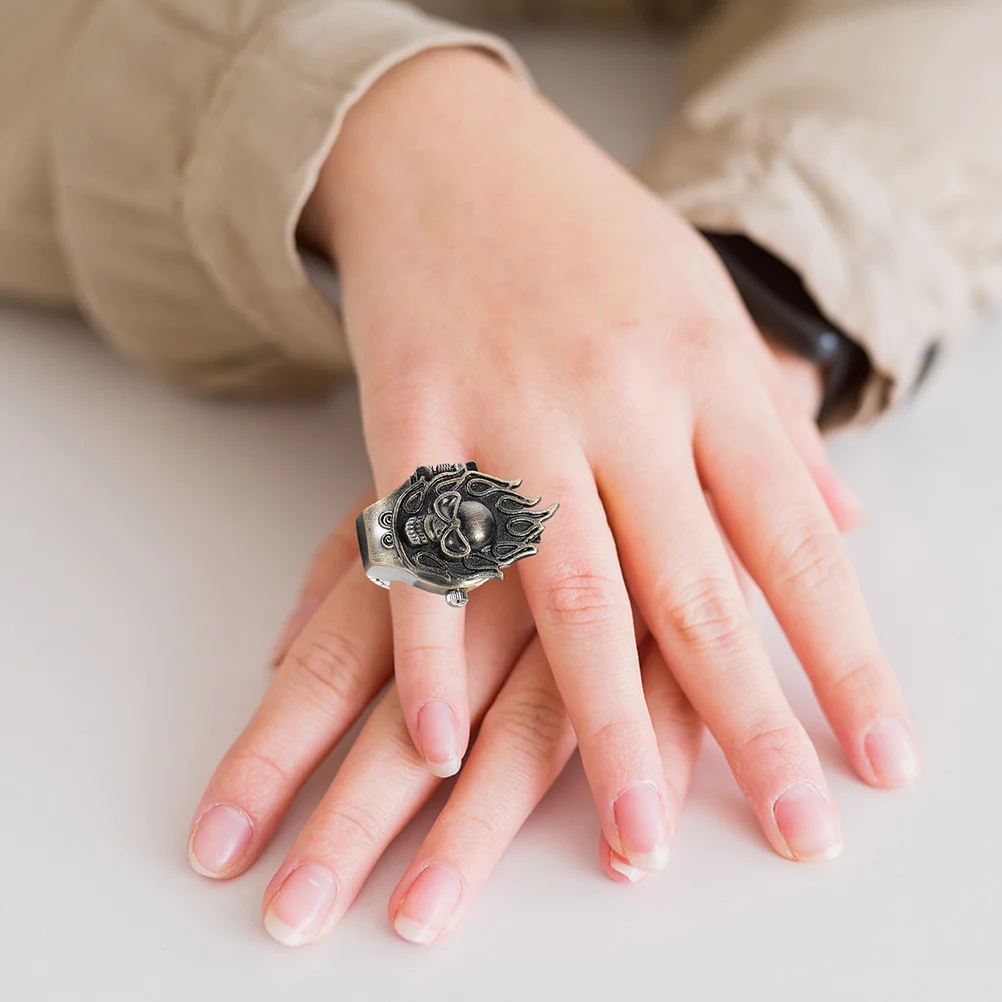 1 قطعة ساعة حلقة إلكترونية مرنة خمر التقليب إصبع ساعة للمجوهرات ساعة ديكور ريترو ملحق هدية #5