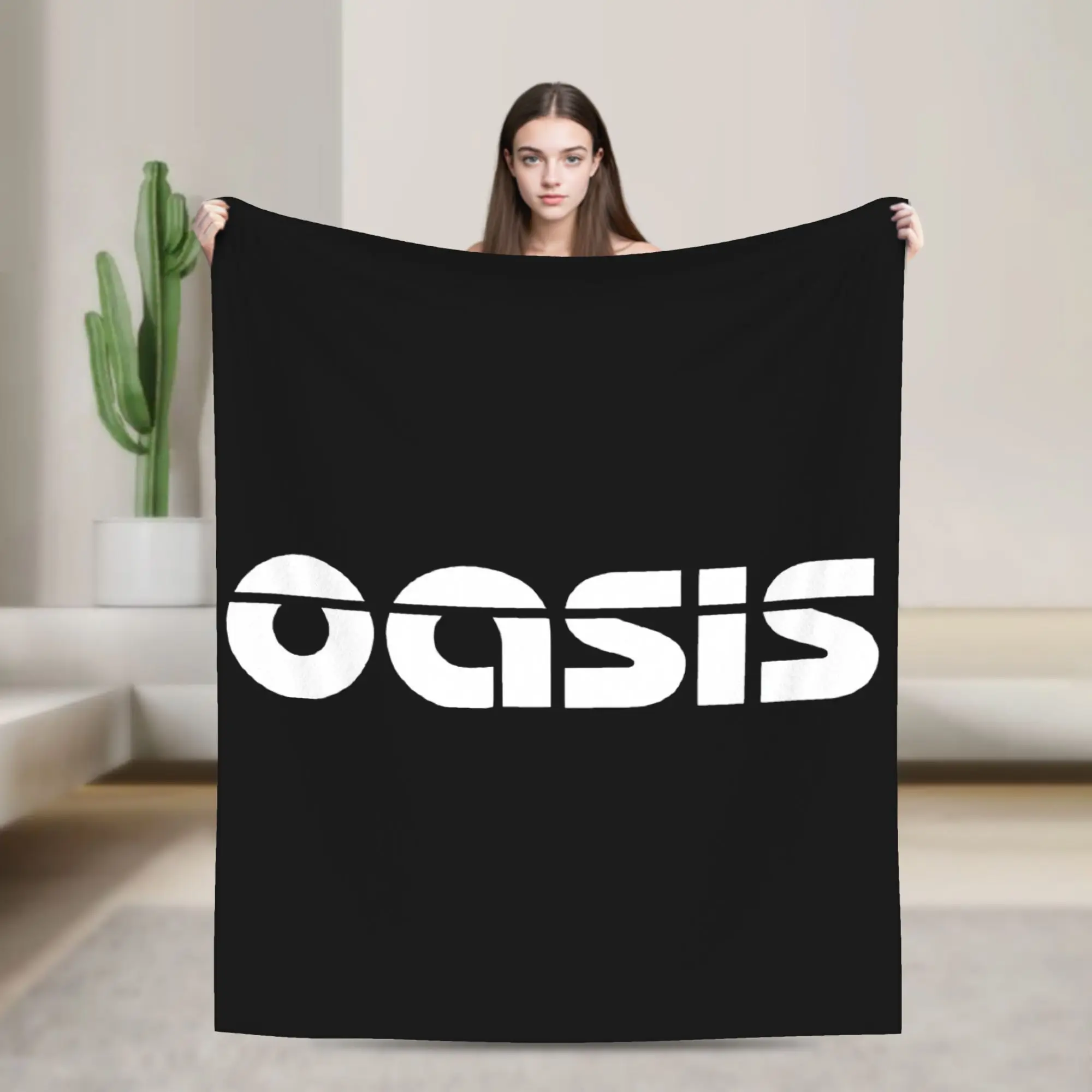 Rock Band Music Albums  Flannel Throw Blanket O-Oasis Blankets for Bedding Couch Super Warm Quilt