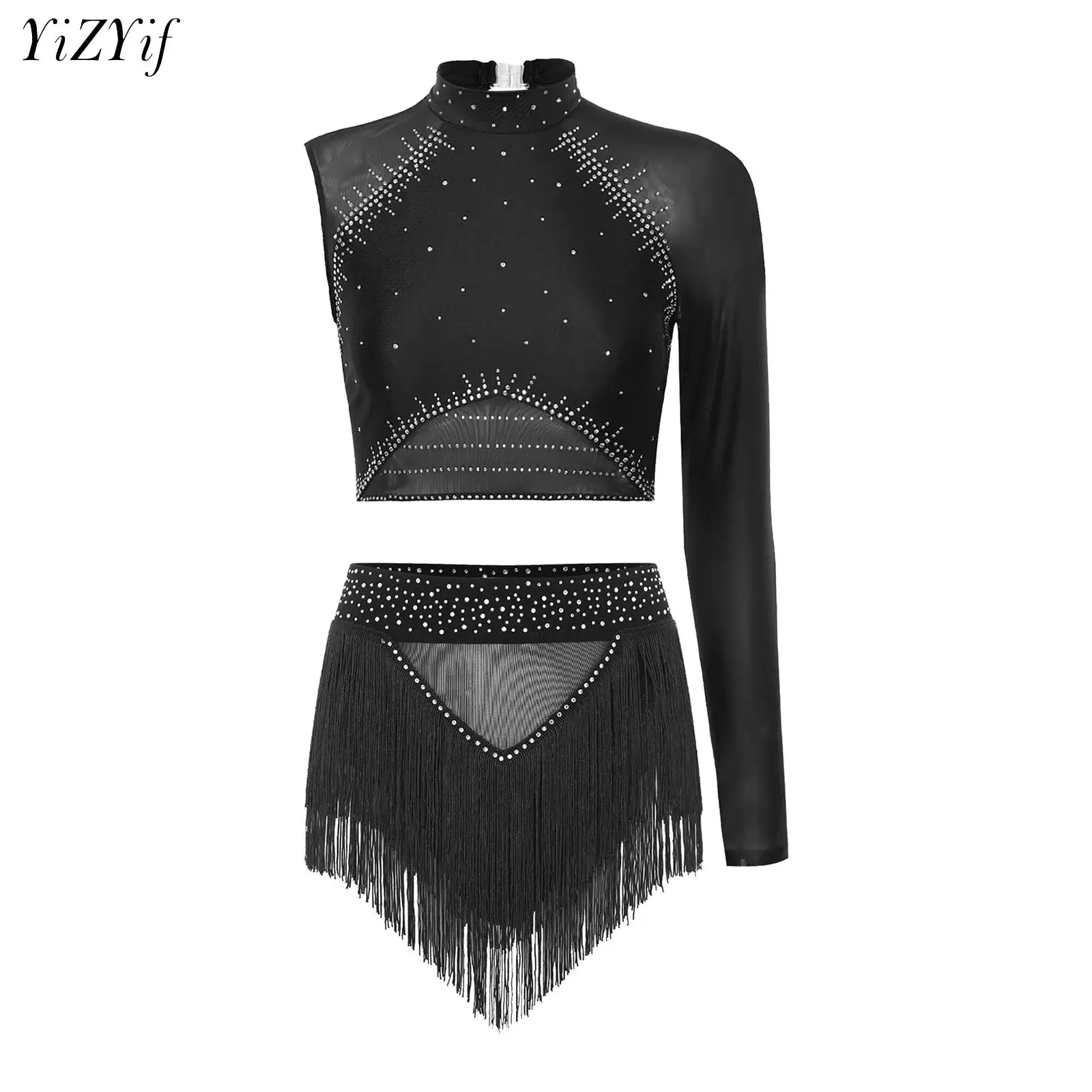 

Women Dance Suit Elegant Classical Modern Contemporary Lyrical Dance Practice Mesh Tops and Skirts Suit Ballet Performance Wear