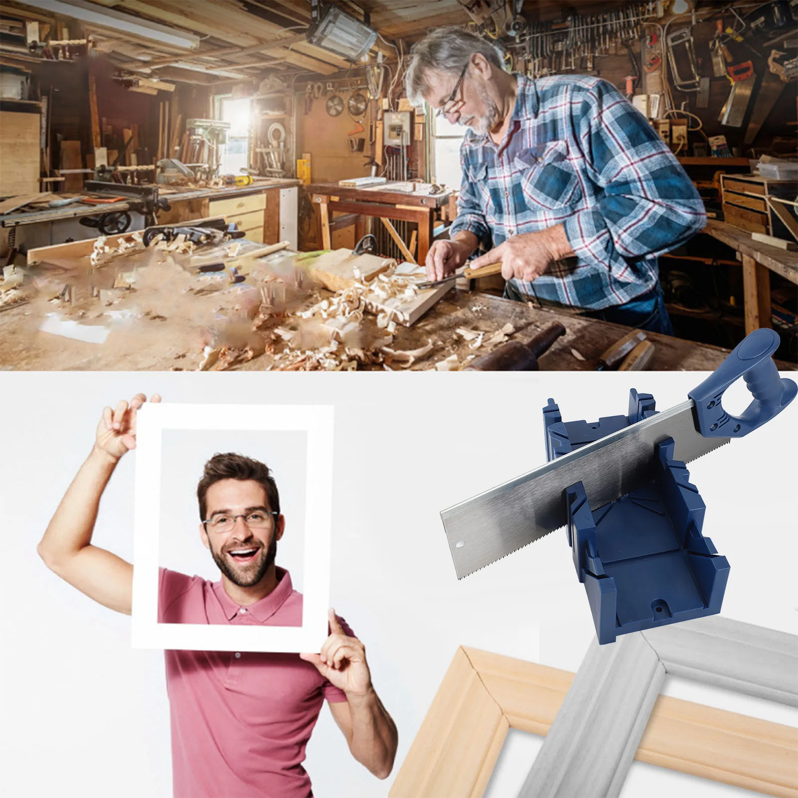 

45 ° Торцовочная пила с ящиком для хранения Прочная стабильная угловая резка Набор шкафов для ручной торцовочной пилы Набор шкафов для торцовочной пилы