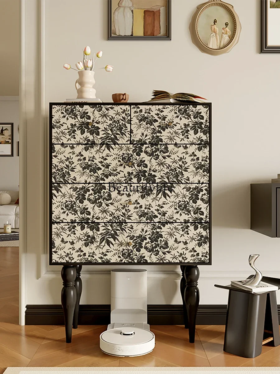 

Ретро-арт из цельного дерева с принтом, украшение, комод, шкаф для хранения в спальне