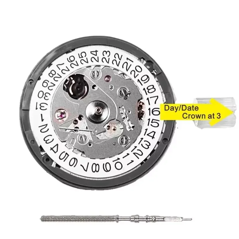 Japanisches Original-NH35-Uhrwerk, Krone bei 3,8, 3, 6, Nh35A mit schwarzem Datum, automatische mechanische Uhr, Zifferblatt, Mods, Reparatur, Uhrmacher