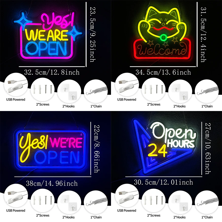 24 Open Hours Led Neon Sign, U - Decor Lighting Opening Hours ulasan dan harga