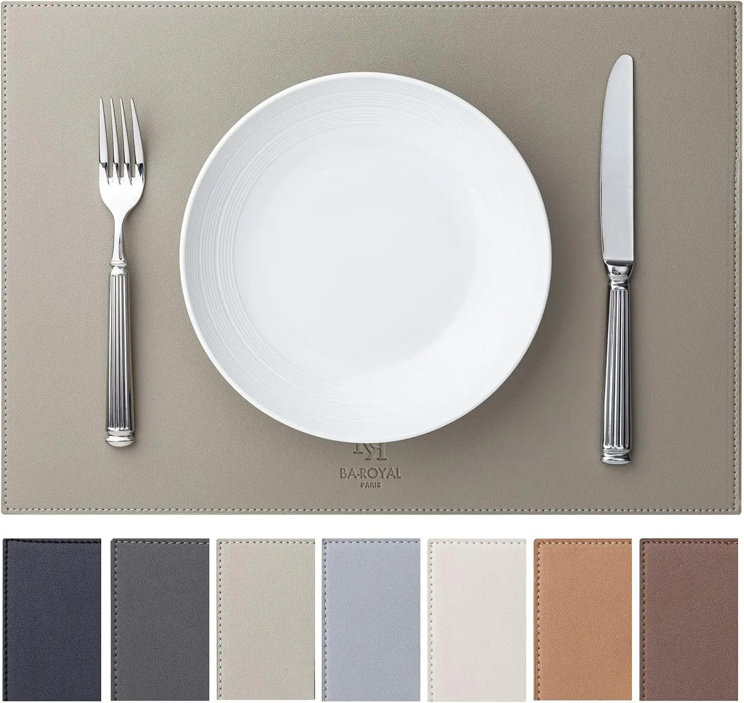 

Faux Leather Placemats Set of 6 Vinyl Washable Wipeable Table Mats for Kitchen Dining Table Heat