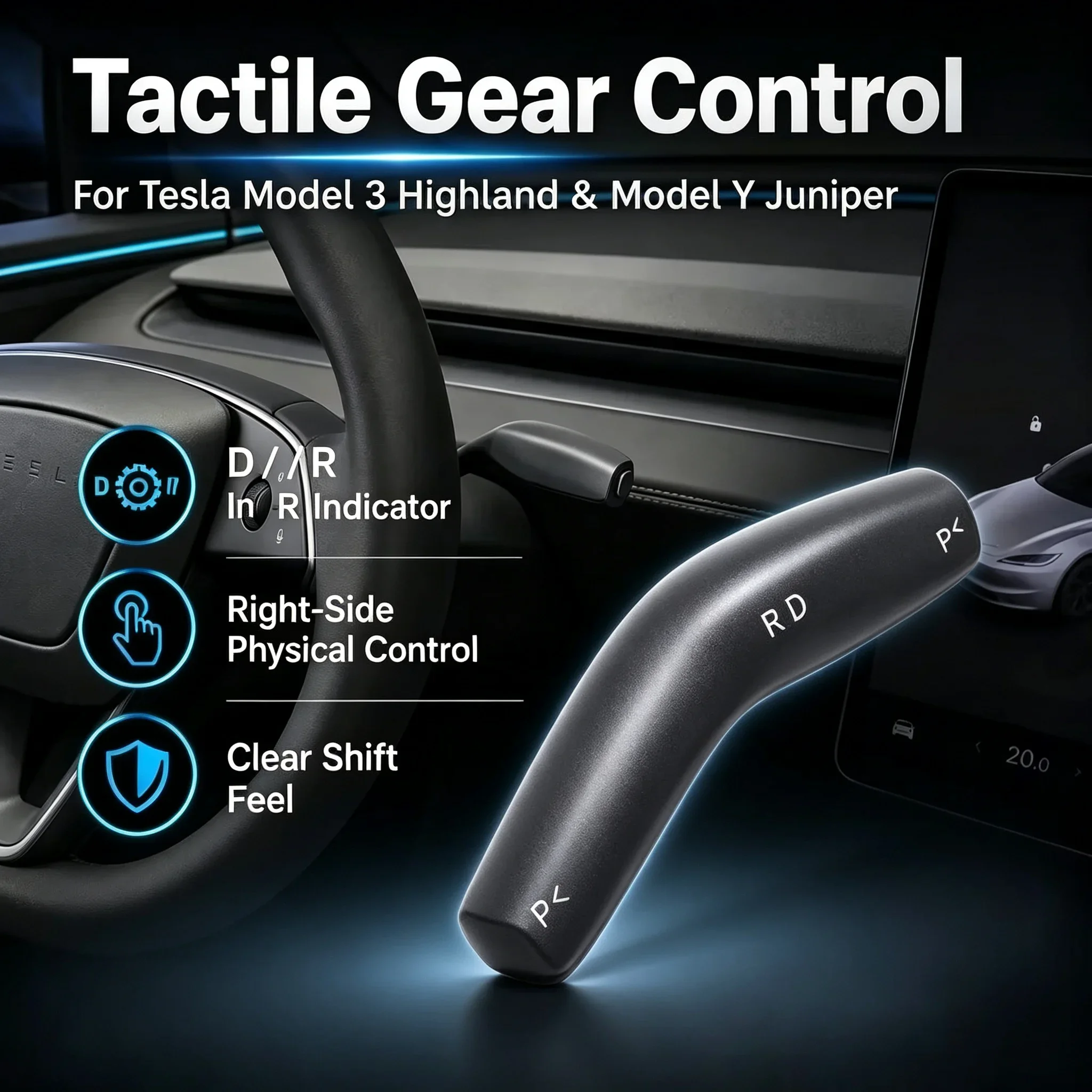For Tesla Model 3 Highland Model Y Juniper Right Gear Shift Stalk Lever Physical Shifter DPR Gear Position Indicator Kit Amagi