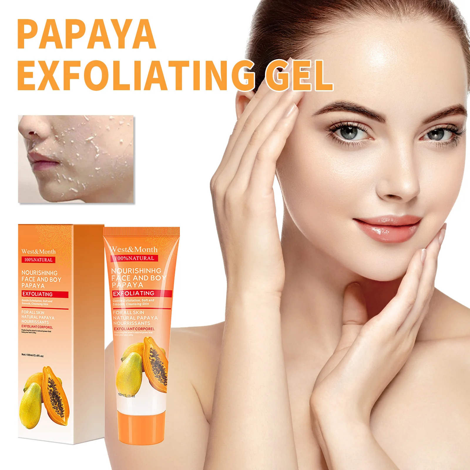 

Papaya Cleansing Exfoliating Gel, Moisturizing Skin Gently Cleansing Exfoliator Brightening Gel