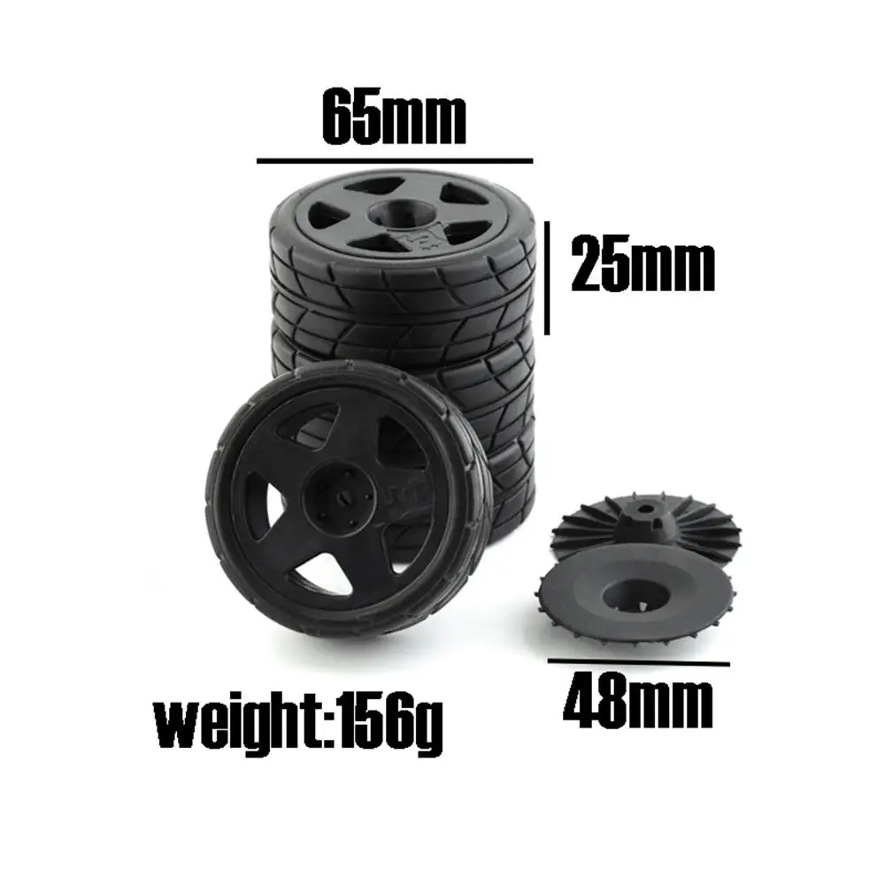 4PCS 65mm Rubber Tires Plastic Wheel Rim for 1/10 RC Rally Car HPI Tamiya Kyosho WRC Claw 43 Ken Block Fiesta XV01 TT02