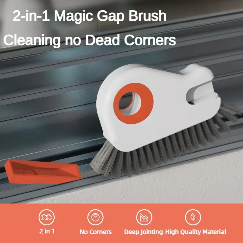 2 in 1 Window Groove Cleaning Brush Door Groove Cleaning Tool Sliding Door Track Floor Gap Brushes Hand-held Crevice Cleaner