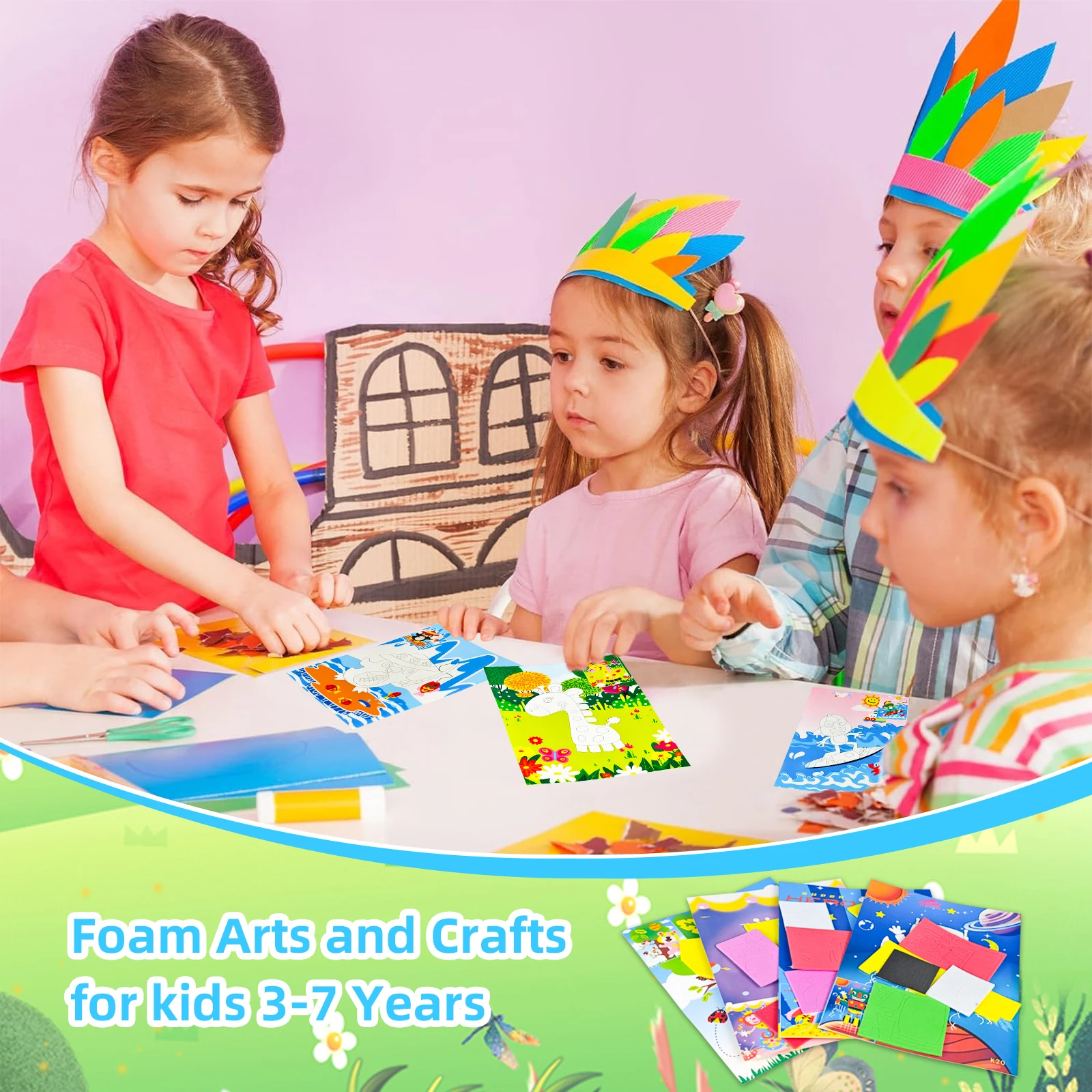 3d eva espuma adesivo quebra-cabeça diy dos desenhos animados animais brinquedos educativos para crianças arte artesanato kits atividade criativa presentes de aniversário