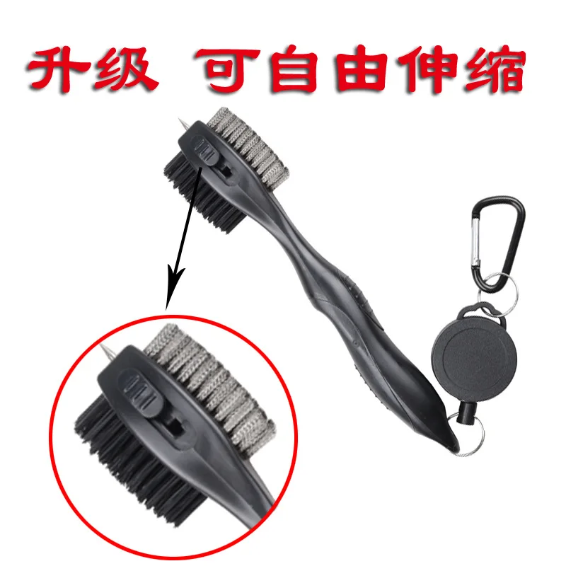 

Golf Club Brush, Clear Knot Double Side Brush, Cleaner, Cleaning Prop Kit with Retractable Buckle