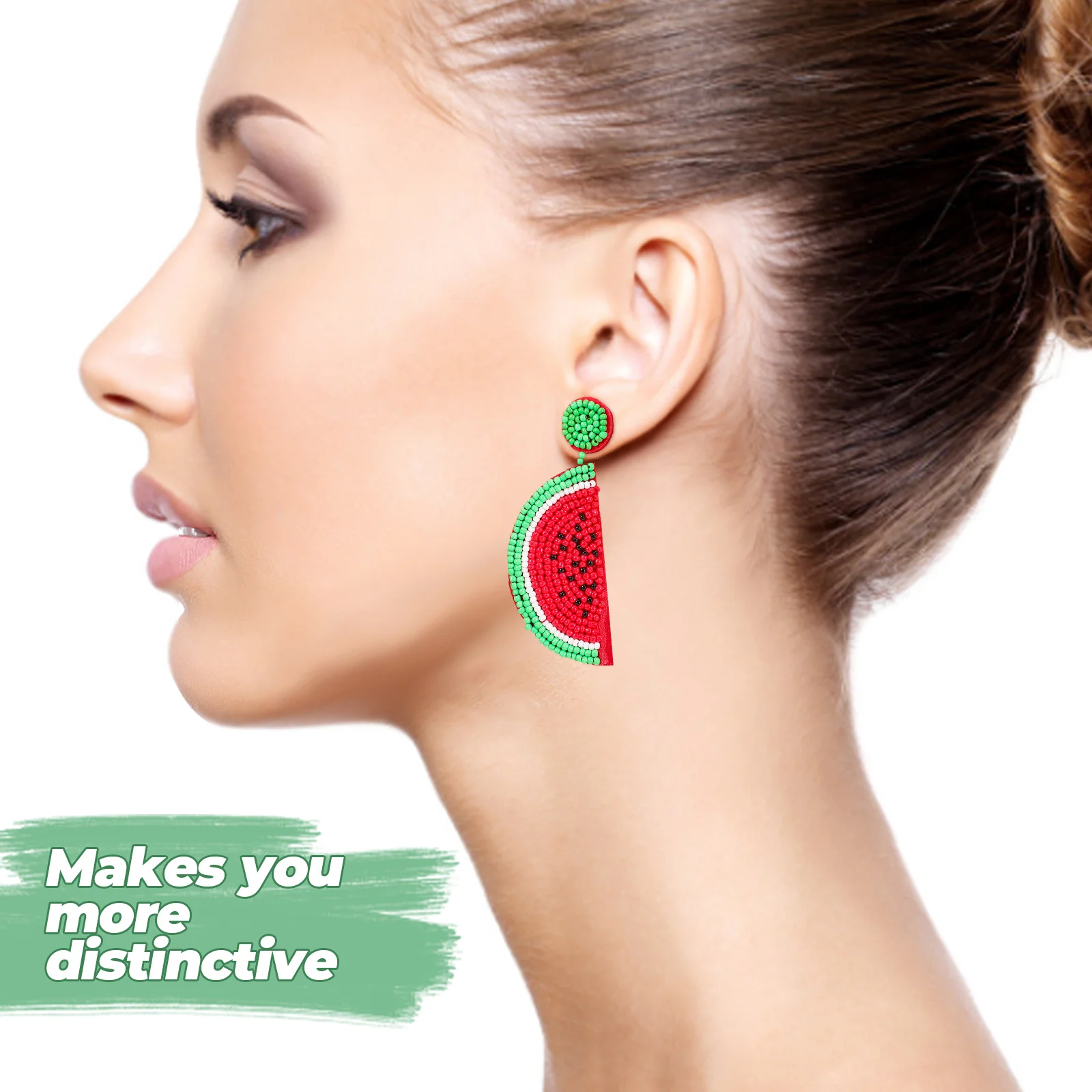 

Melon Watermelon Earrings Trendy Woman's Pendant Personality Glass Beads Gift Fruit
