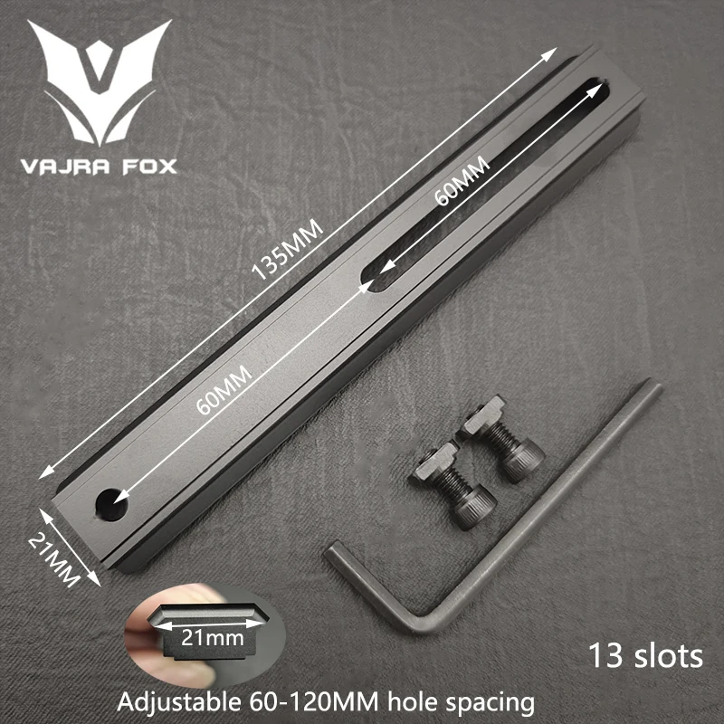 Einstellbare Loch abstands schienen 21mm Schiene Gesamtlänge 135mm 105mm 75mm 55mm Schiene Dual System Mlok Keymod Jagd zubehör