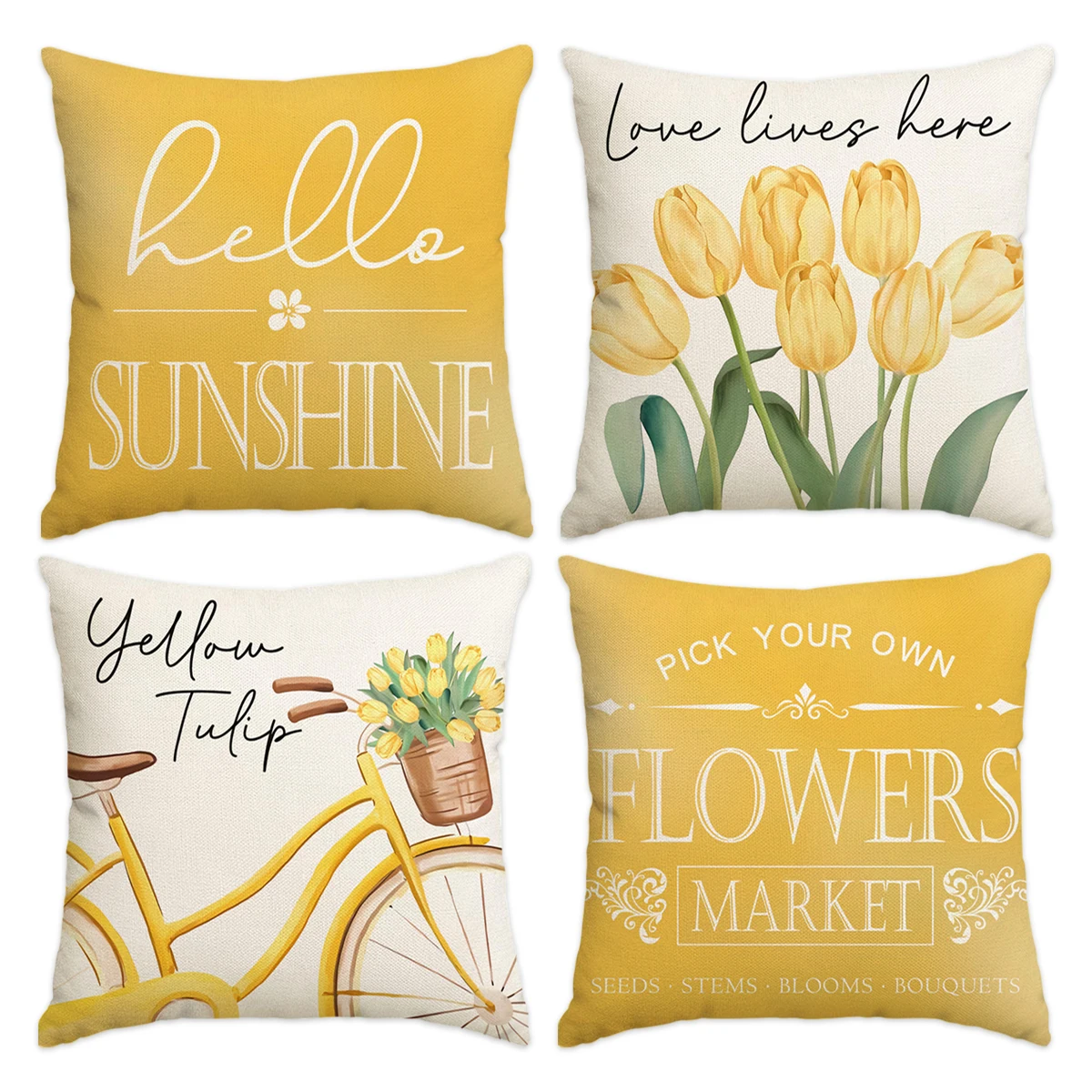1/4pcs Simple Pillow Cover, Spring and Summer Flower Cushion Cover, Farmhouse Room Decoration Living Room Sofa Pillow Cover