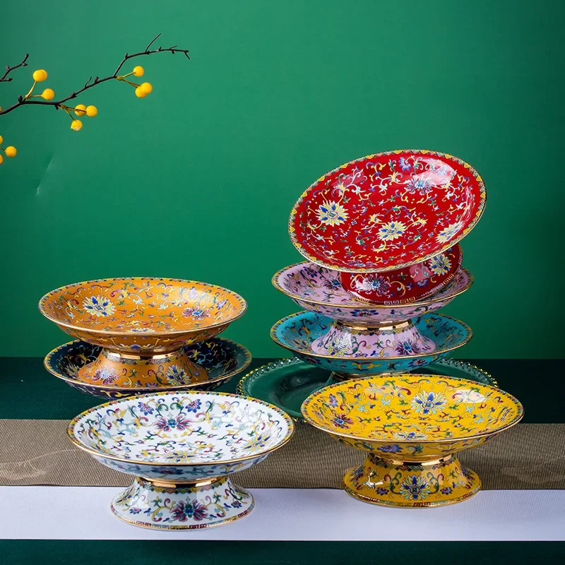 6-Inch Fruit Plate Nut Plate Bone China Snack Tribute Plate with Plant Pattern for Home Kitchen