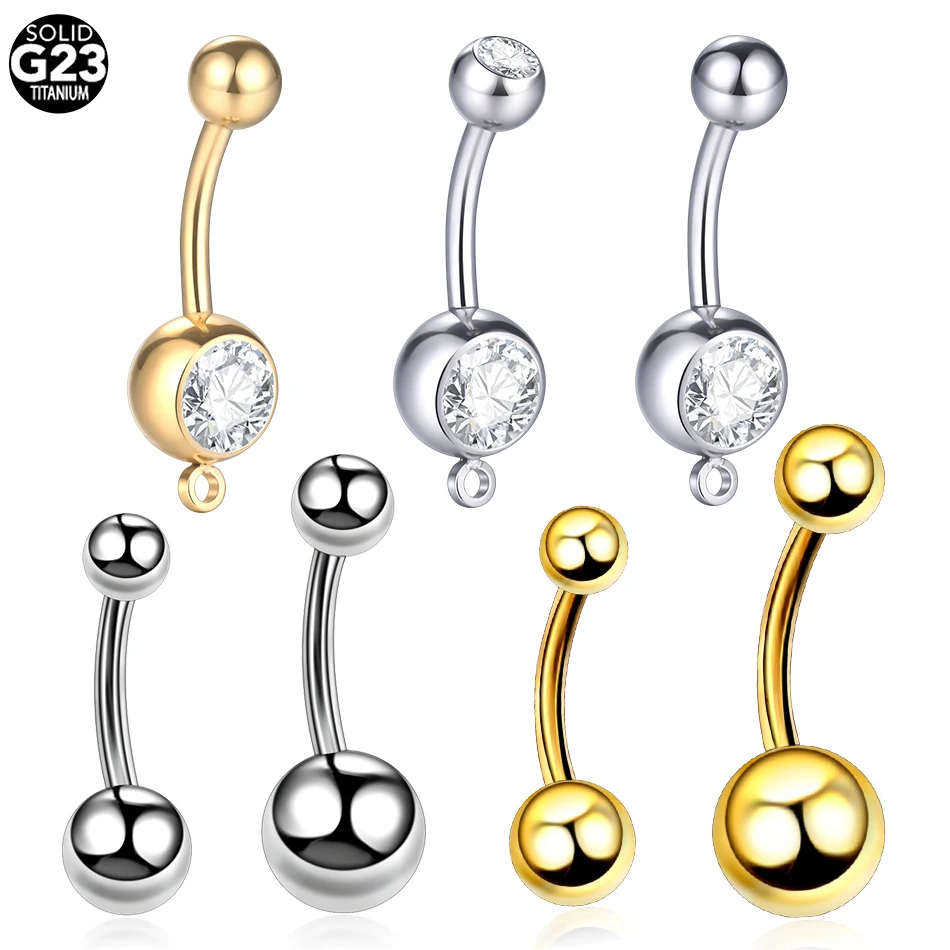 1PC G23 Titanium Navel Bars Piercing Belly Rings Ombligo Nombril Body Jewelry Navel Stud Piercing Sexy Belly Button Rings 14G