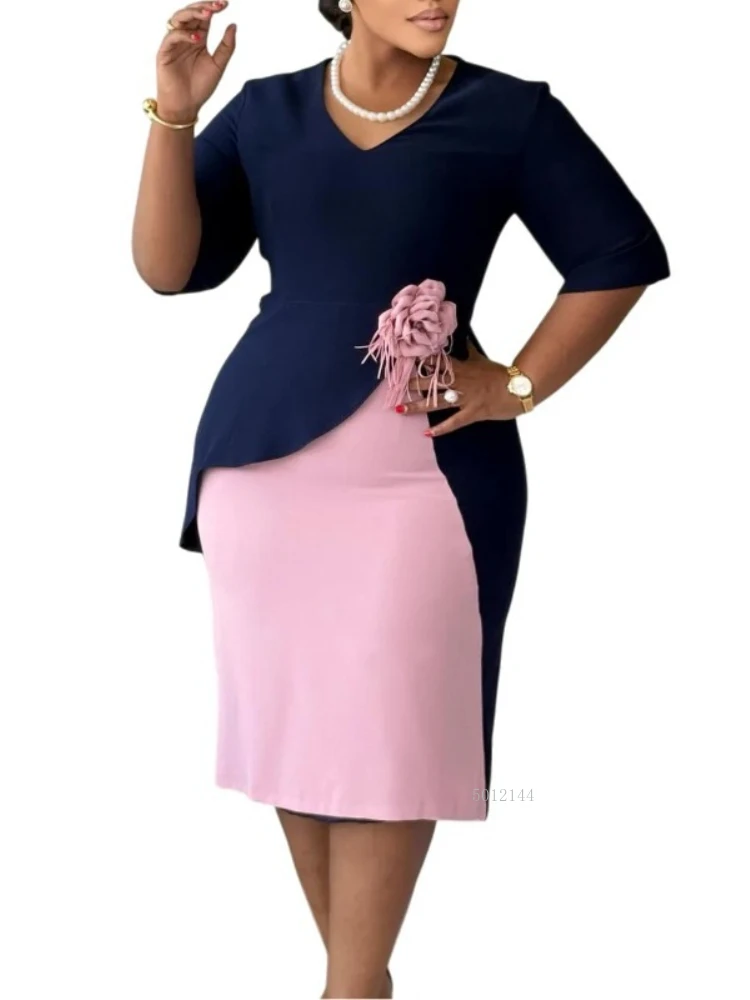 

Dashiki African Dresses for Women Summer Elegant African 2026 Half Sleeve V-neck Polyester Party Evening Bodycon Dresses Outfits