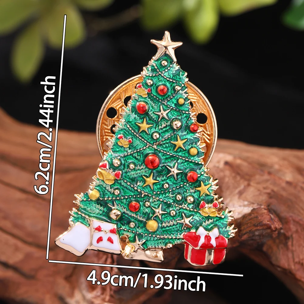 MeiceM Magnetic Brooch Christmas Collection Zinc Alloy Colorful Christmas Tree Delicate Design Elegant Stylish Brooch For Women