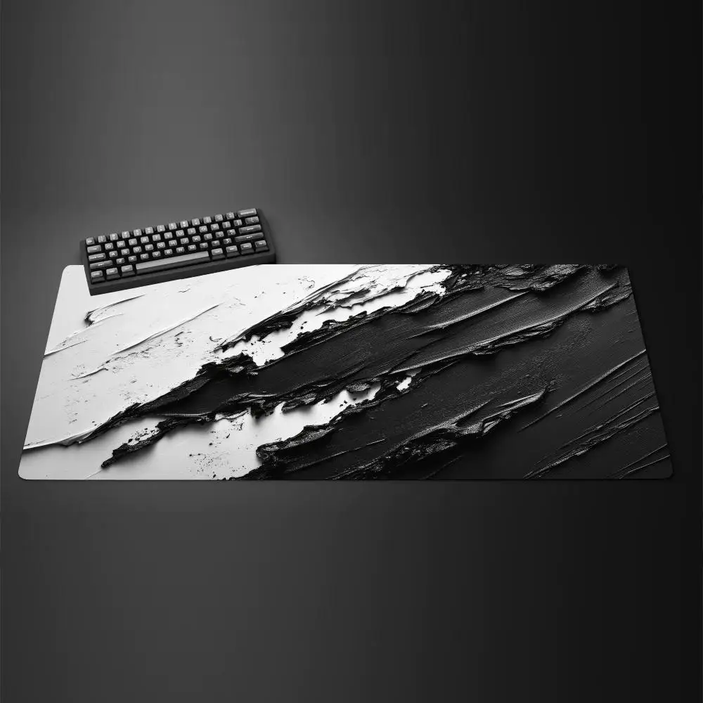 

Abstract Art White & Black Mouse Pad Large Rubber Anti-slip Desk Accessories Mousepad for Offices and Gamer Keyboard Decor Mat
