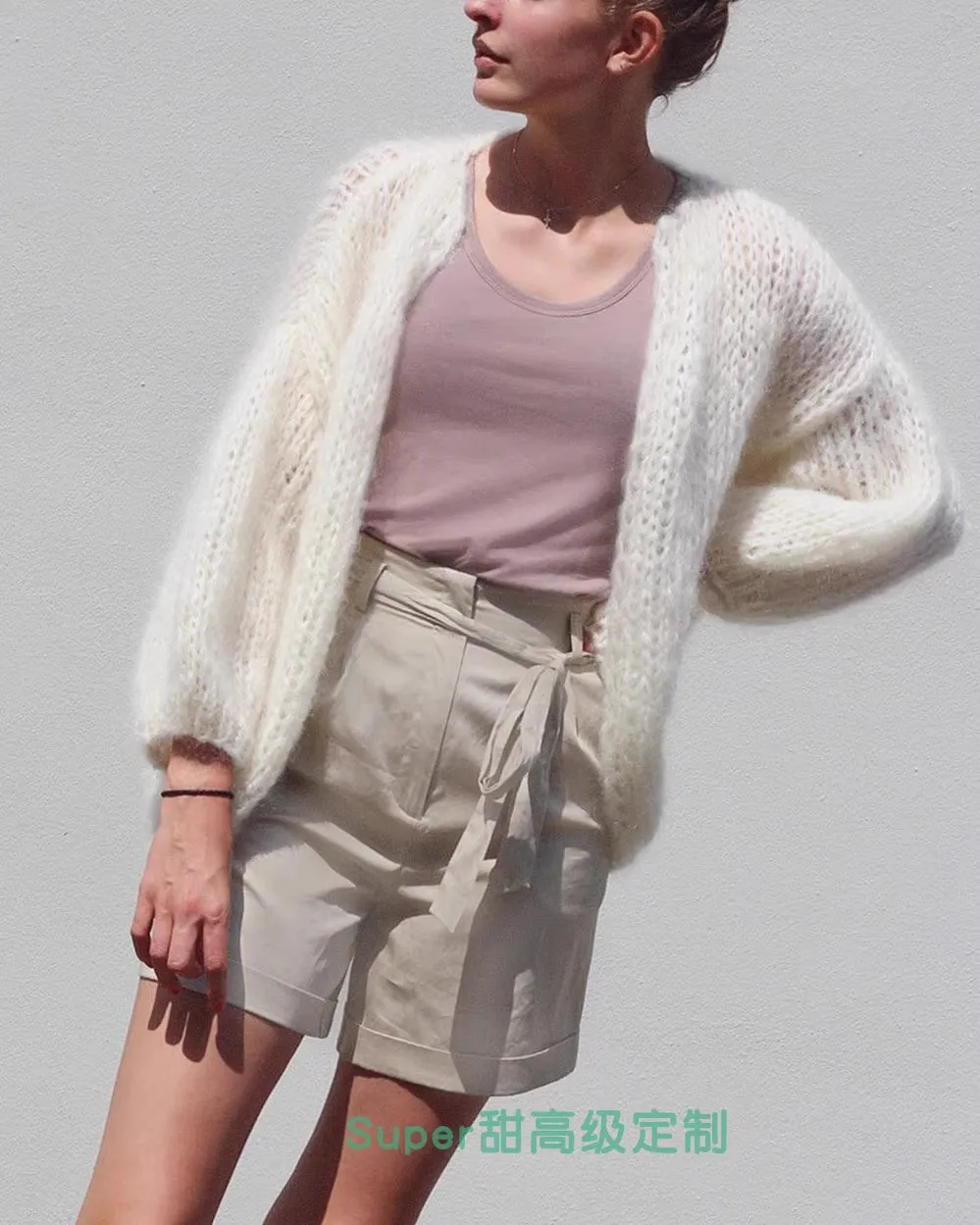 2024Instagram Spring New Mohair Sweater Cardigan Women\'s Loose and Lazy Handmade Knitted Shirt Coat Can be Customized